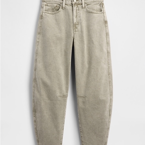 GAP Women's Barrel Khaki High Rise (Distressed Green Color) Jeans - Picture 4 of 7